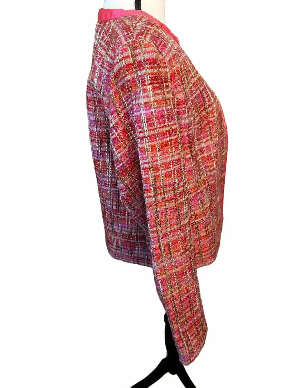 Chico's Women's Size 2 Pink Multi Tweed Lined Jacket Blazer